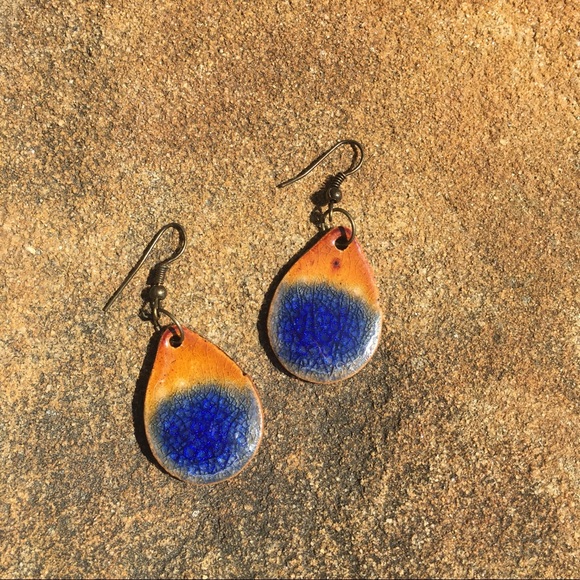 Colorful Chilean Pottery Earrings - Picture 1 of 7